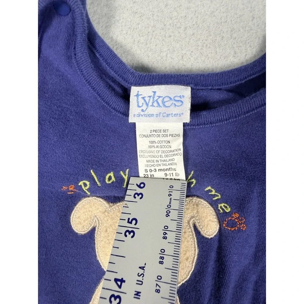 Vintage Tykes Carters 0-3 Month One Piece Romper Baby Outfit Blue Puppy